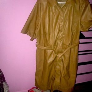 Leather brown dress